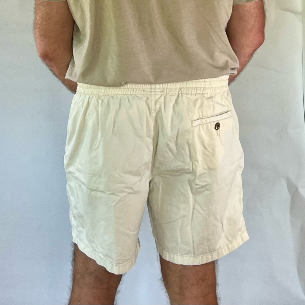 Men's Cream Drawstring Shorts - Picture 3 of 4